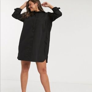 ASOS DESIGN Curve Cotton Mini Shirt Dress: Black